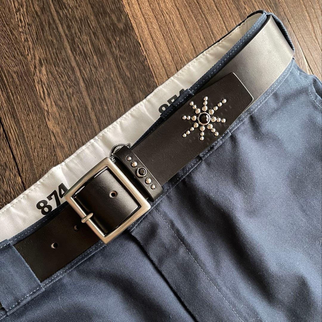 ディッキーズ874専用スタッズベルト　昭南ベンズ　シルバーHTC CALEE