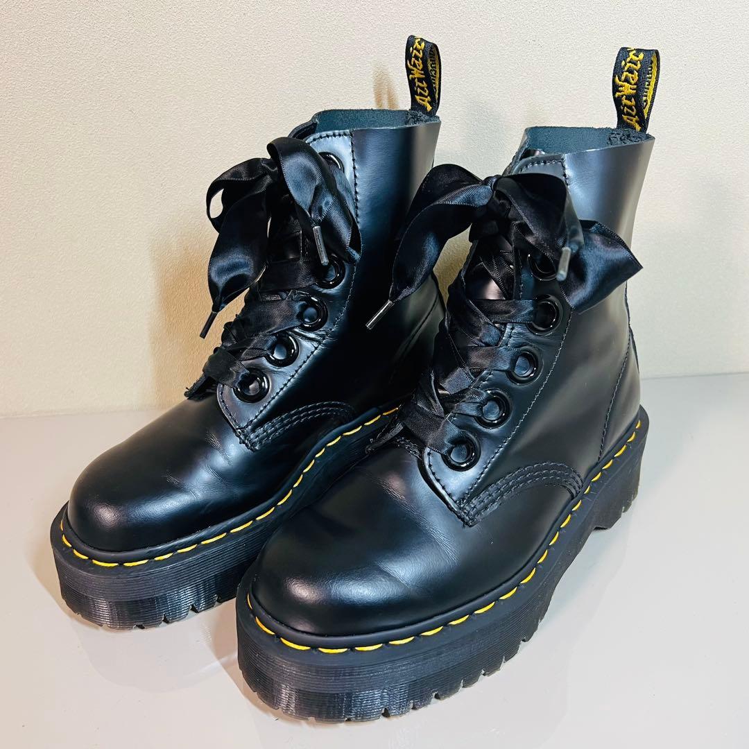 【美品】ドクターマーチン MOLLY 6ホール ブーツ UK4 ブラック 厚底
