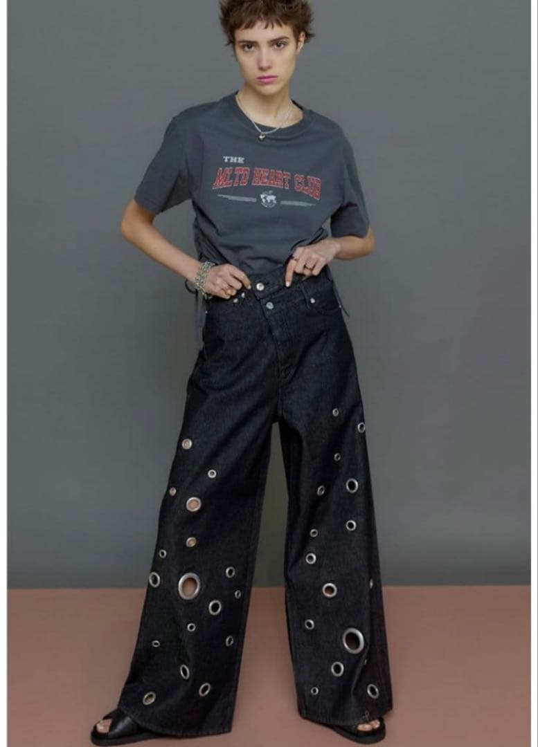 MAISON SPECIAL アイレットデニムパンツ 【ブラック、38サイズ】