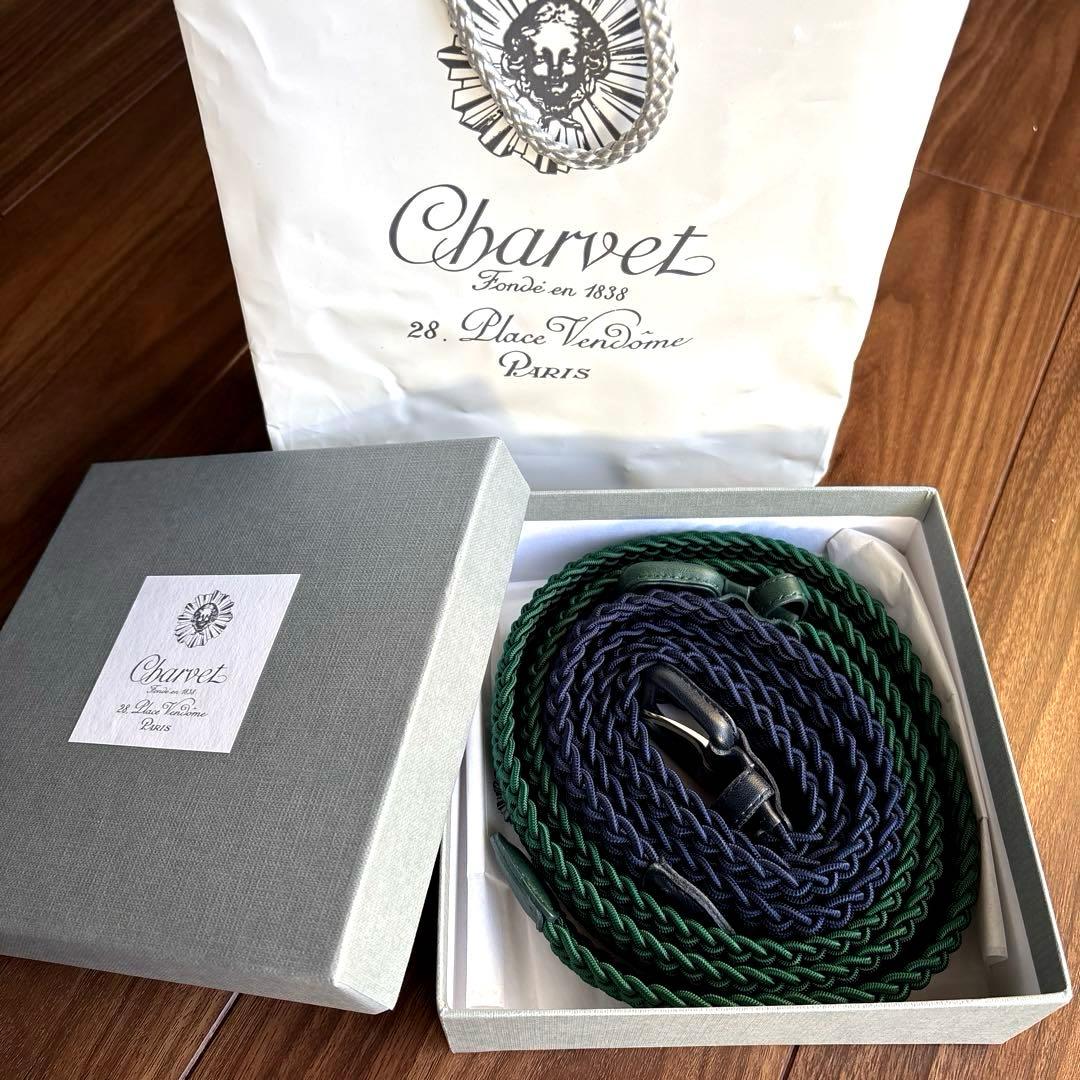 新品未使用 Charvet 革巻き メッシュベルト 箱入り
