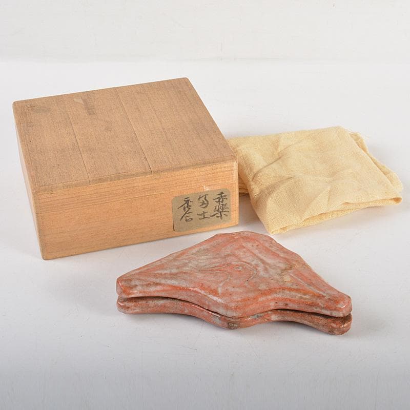 茶道具　赤楽　匁土　鳥文　香合　書付箱　Ⅴ　6281