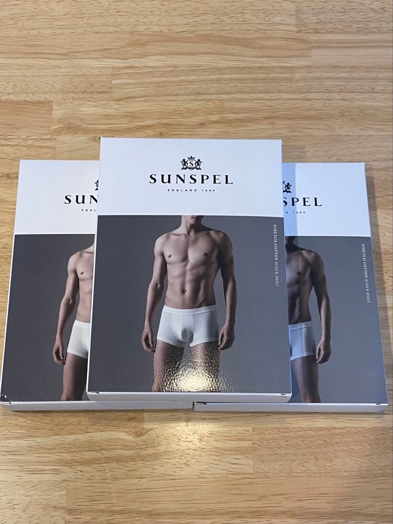 3枚セット SUNSPEL ストレッチコットンボクサーブリーフ M コットンストレッチ ボクサーブリーフ（Khaki）| Sunspel