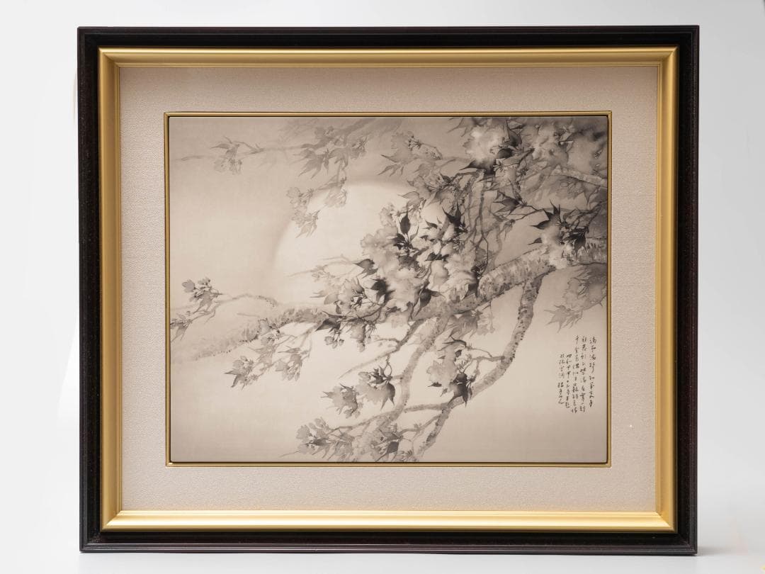 松林桂月 「春宵花影」 陶板画 限定250部 額装 証明書 タトウ付属