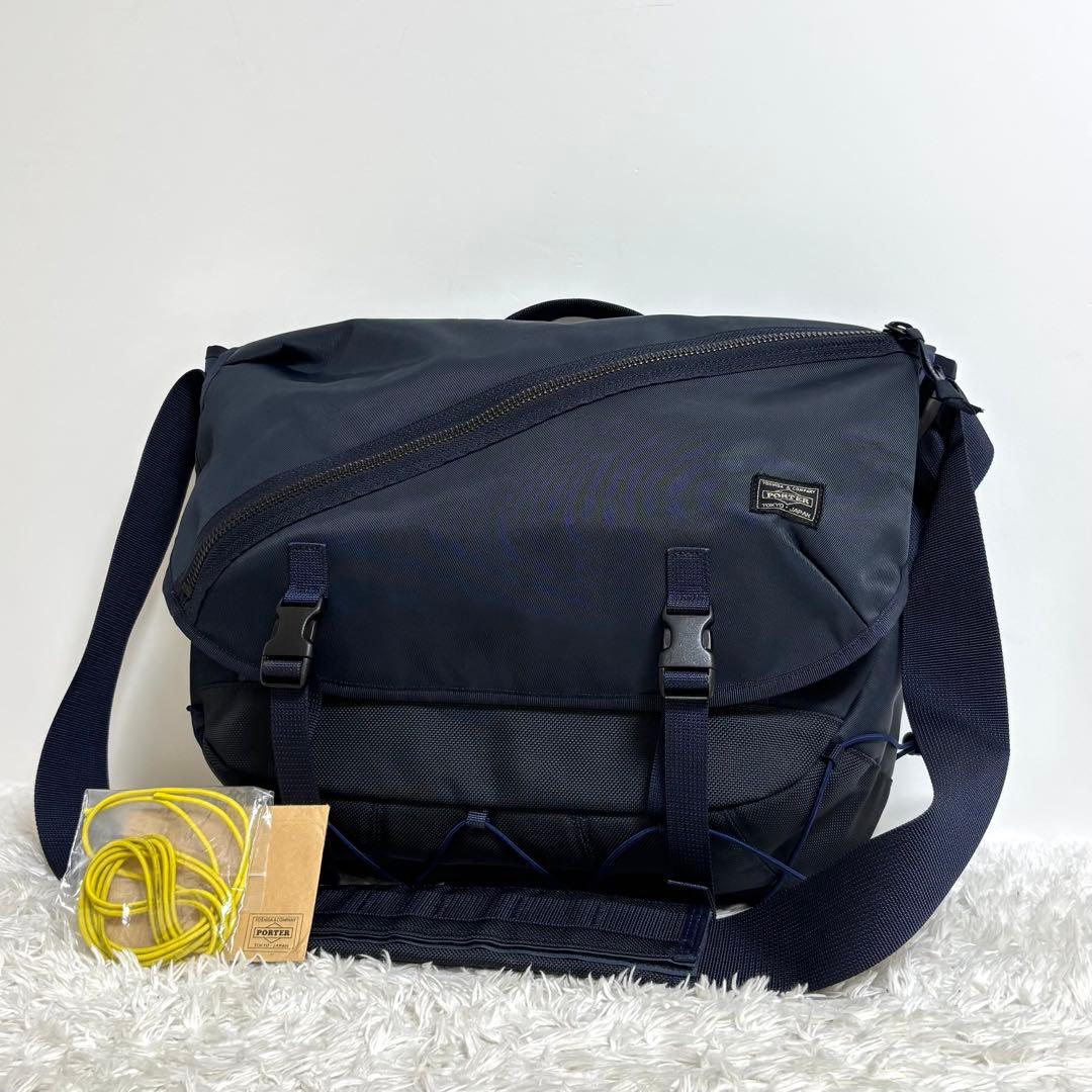 【美品】 ポーター シングス メッセンジャーバッグ ショルダーバッグ ネイビー