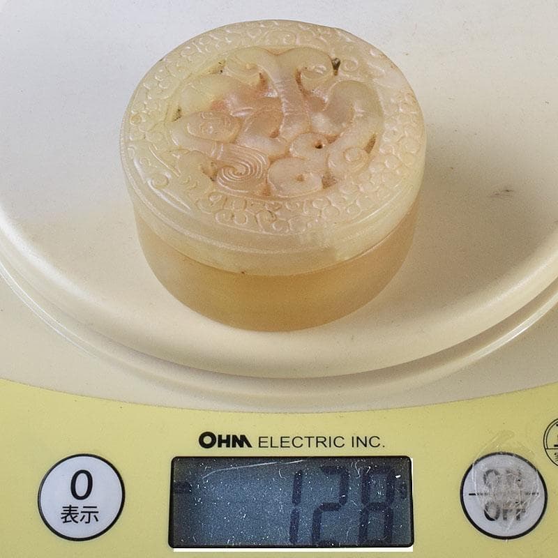 中国 玉石白玉彫刻 人物彫 盒子 蓋物 C R8624 - メルカリ