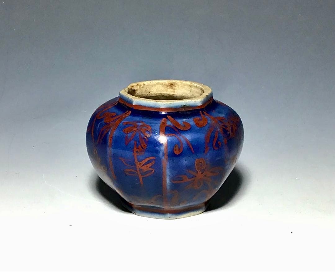 「古九谷」瑠璃金銀彩面取小壷