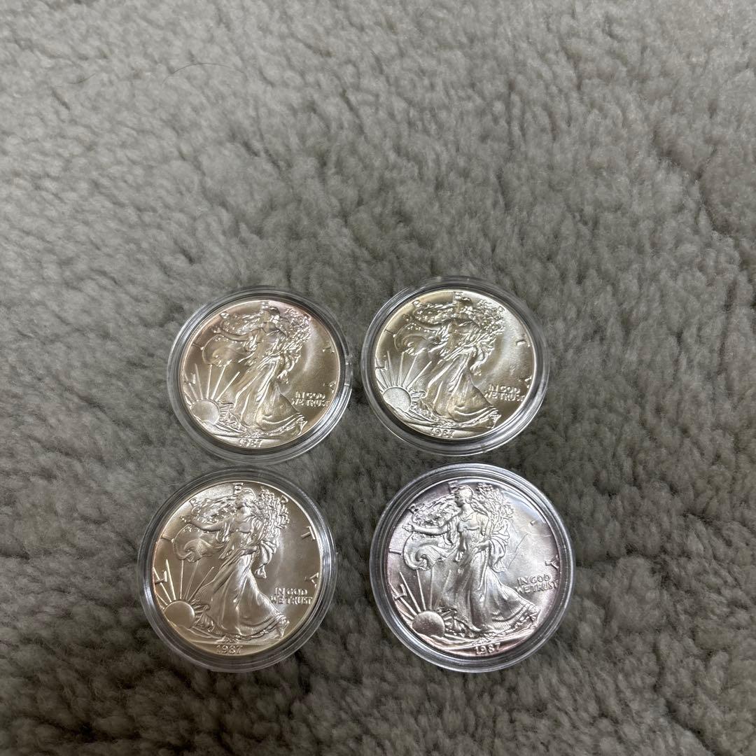 1オンス銀貨　1987年 アメリカンイーグル銀貨 4枚セット