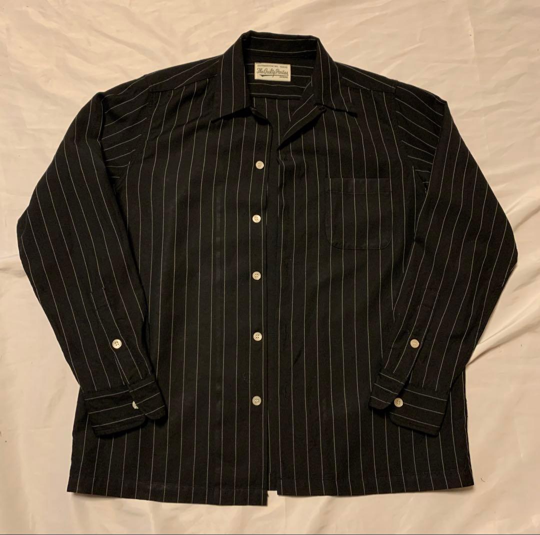 美品　ワコマリアGuilty Parties ブラックストライプウール長袖シャツ