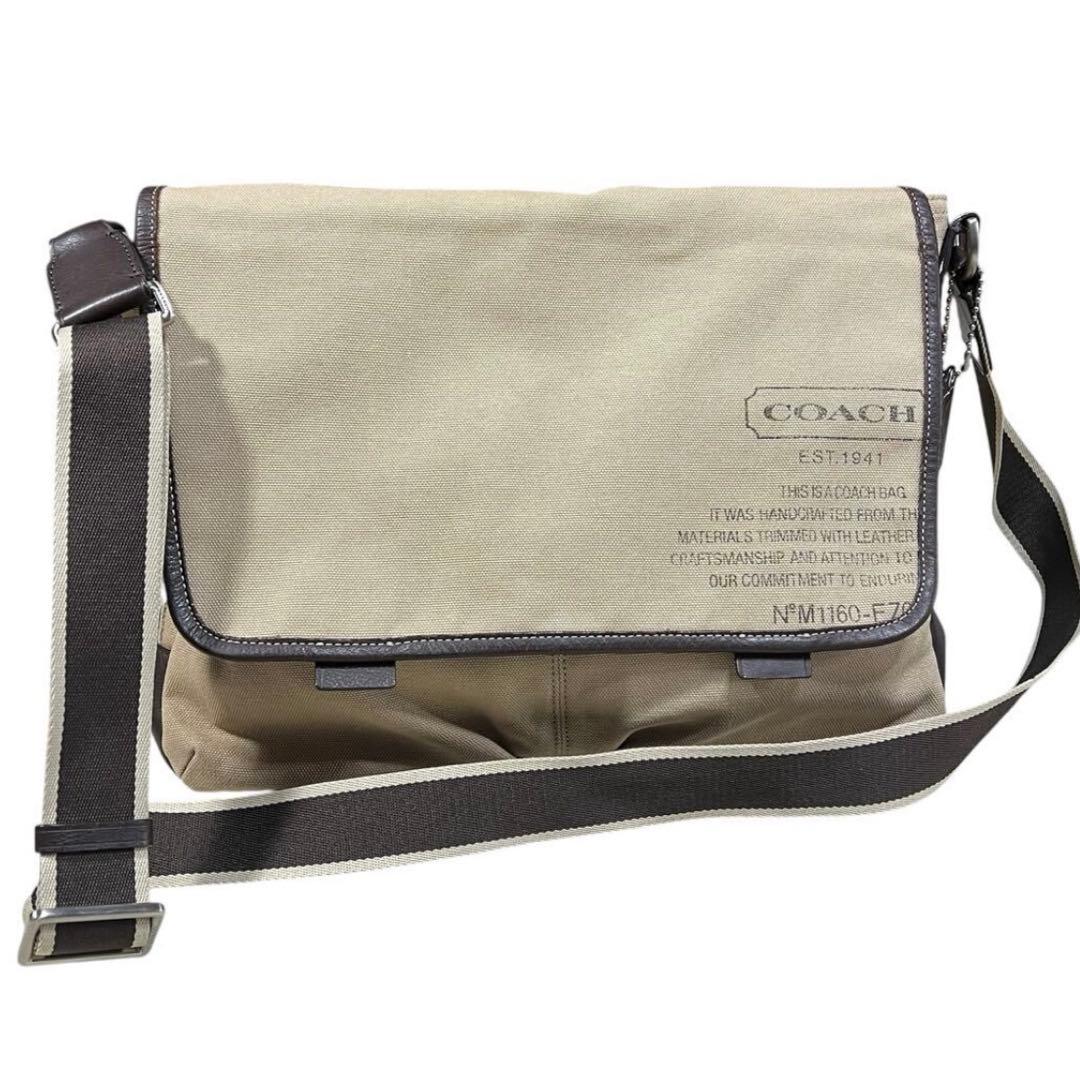 【COACH】メッセンジャー バッグ/ショルダーバッグ レザー×キャンバス地
