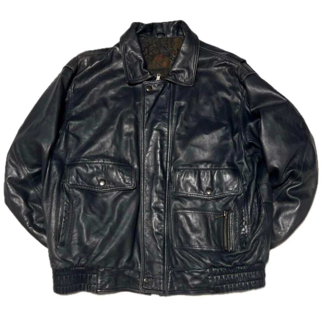 裏地最高】 A-2タイプ レザージャケット フライトジャケット ブラック