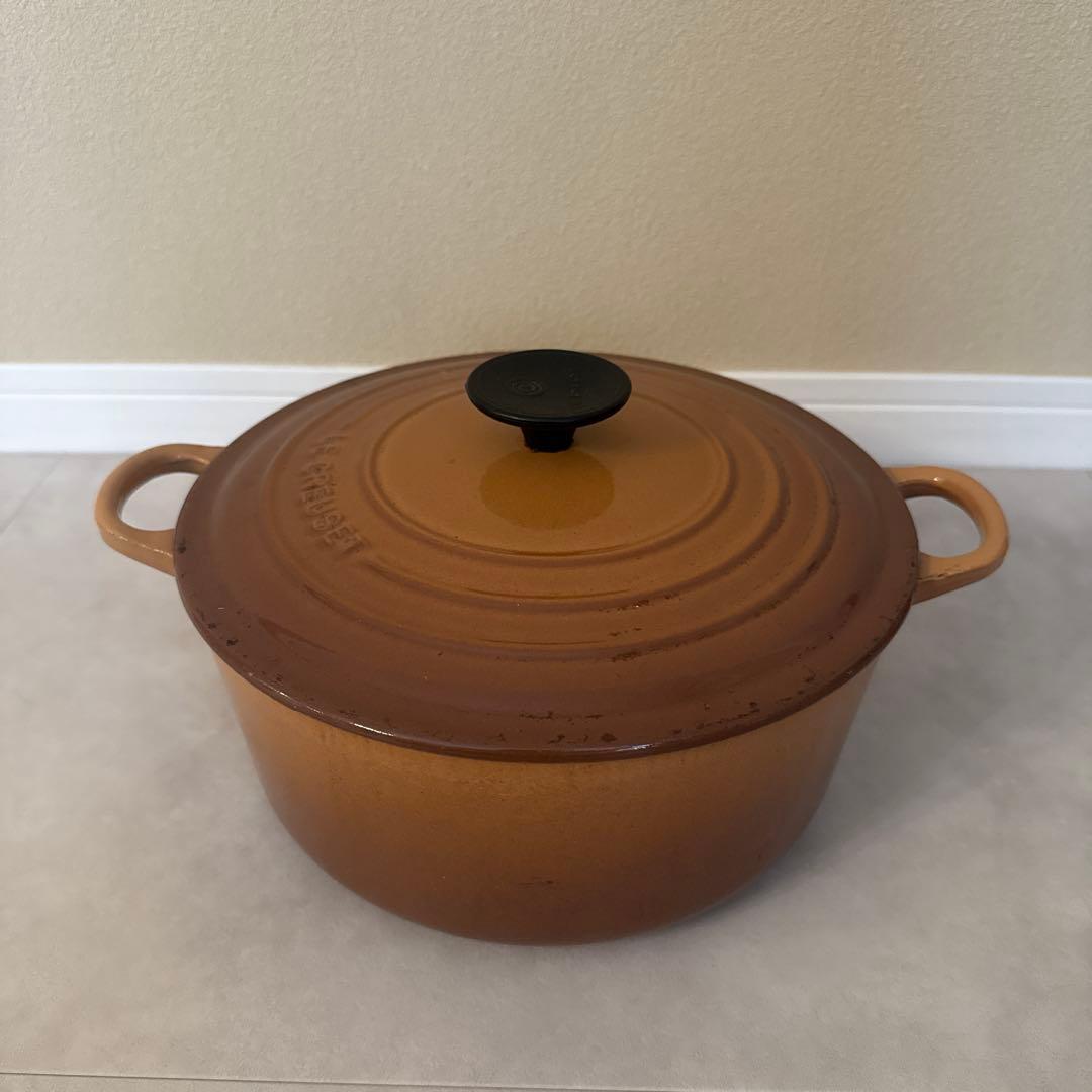 ビンテージLE CREUSET 両手鍋 希少色　キャラメルブラウン　24cm