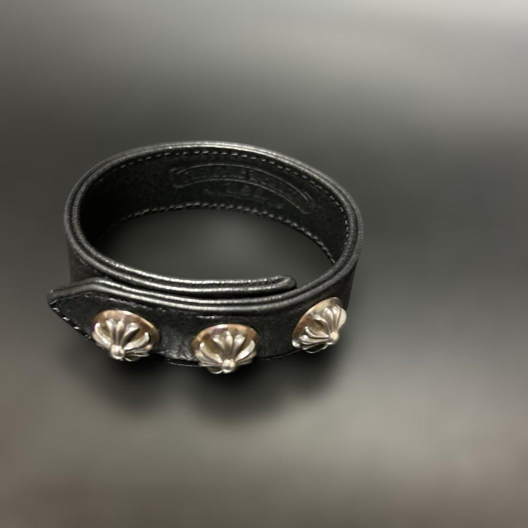 CHROME HEARTS クロムハーツ 3ボタン2 スナップレザーブレスレット