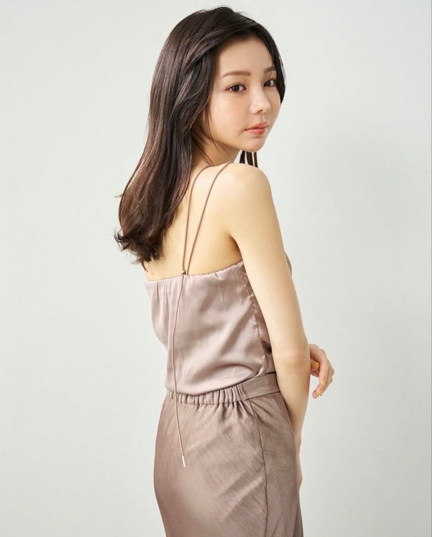 aimeine カップインドレープサテンキャミソール モカ 新品未使用タグ