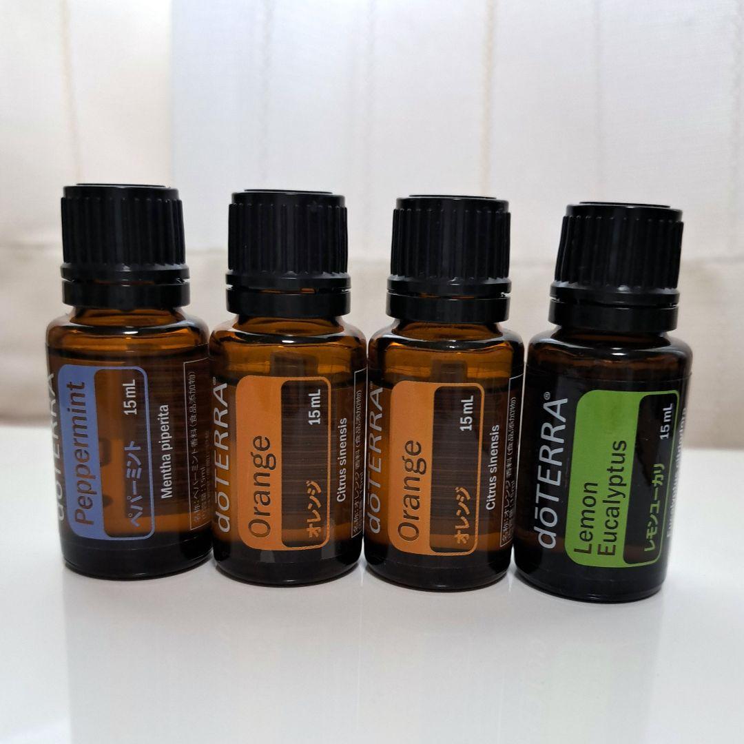 ４本セット新品未開封　ドテラdoterraペパーミントオレンジ２本レモンユーカリ