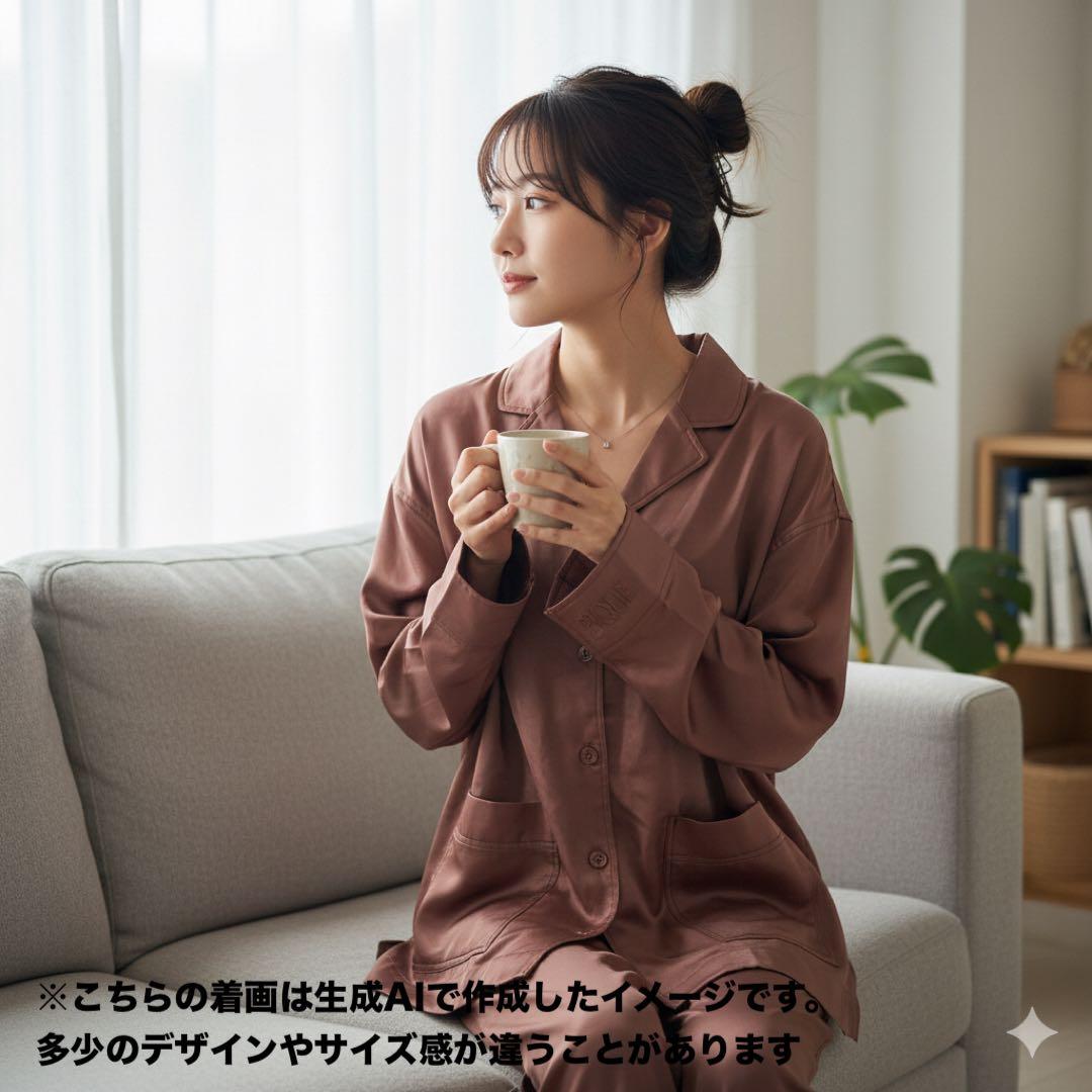 2 ジェラートピケ 光沢サテン 長袖 シャツ パジャマ ルームウェア