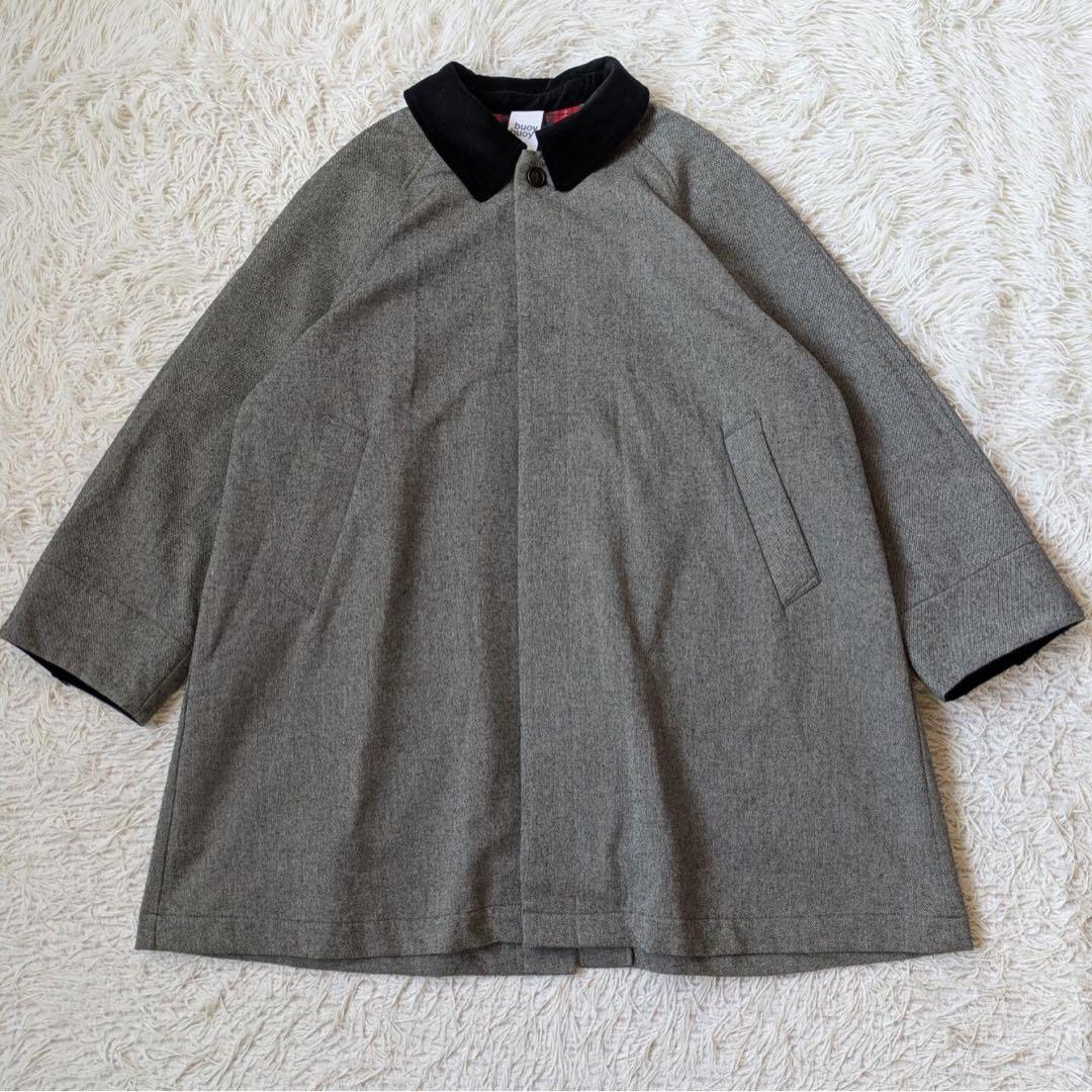 buoy buoy/ブイ　ステンカラーコート　裏地ネルチェック　サイズFree 20%OFF 会員価格適用外】[Merfirge]ステンカラー コート 裏地 チェック