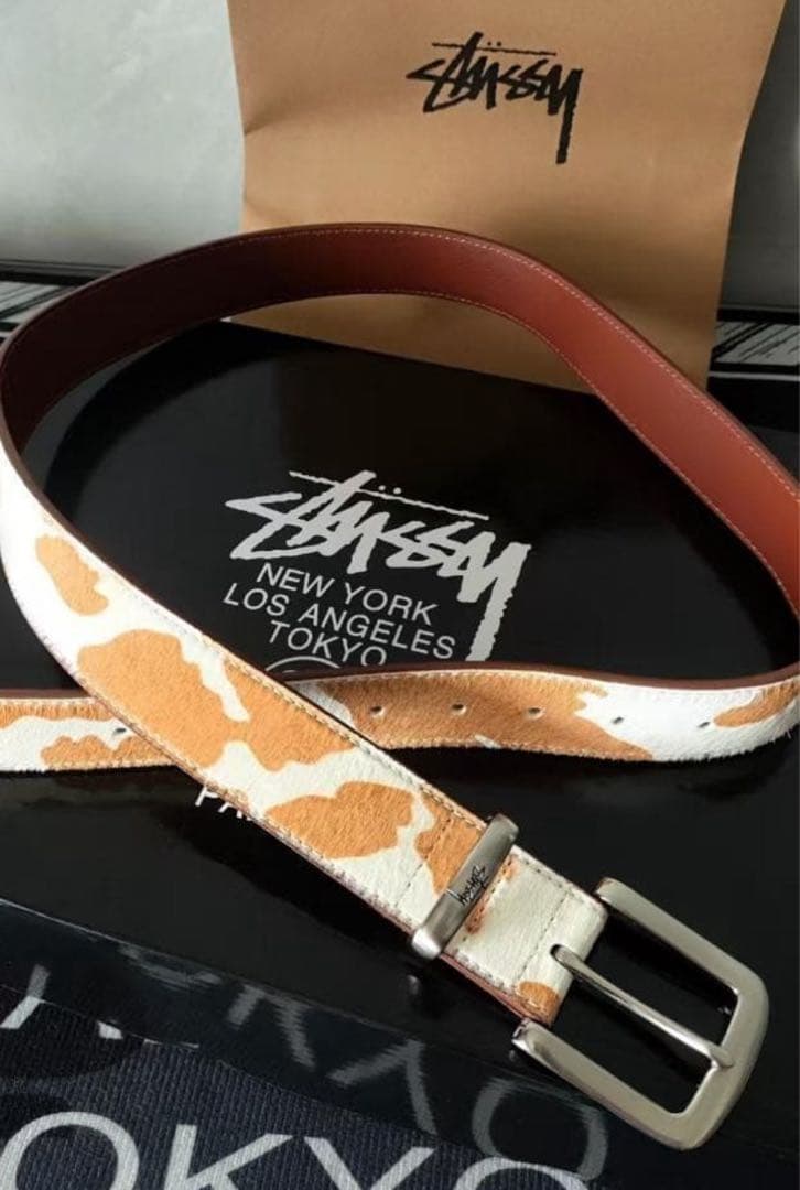 Stussy カウ柄レザーベルト