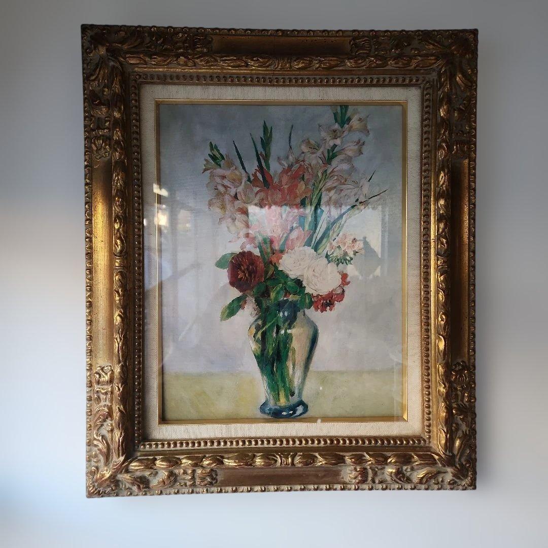 家具 花瓶の水彩画 金色フレーム