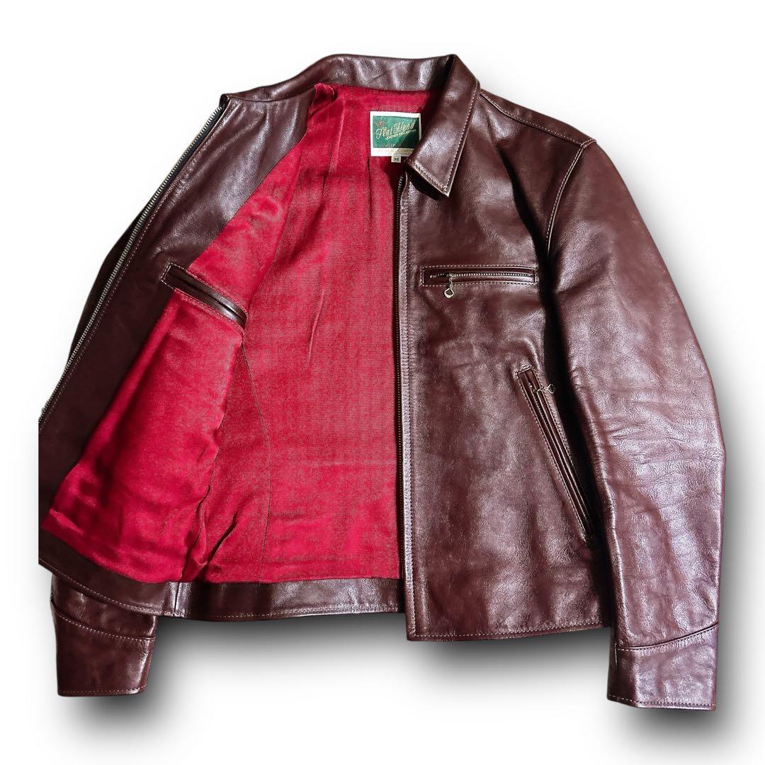 美品 フラットヘッド ホースハイド シングル ライダース レザージャケット 38
