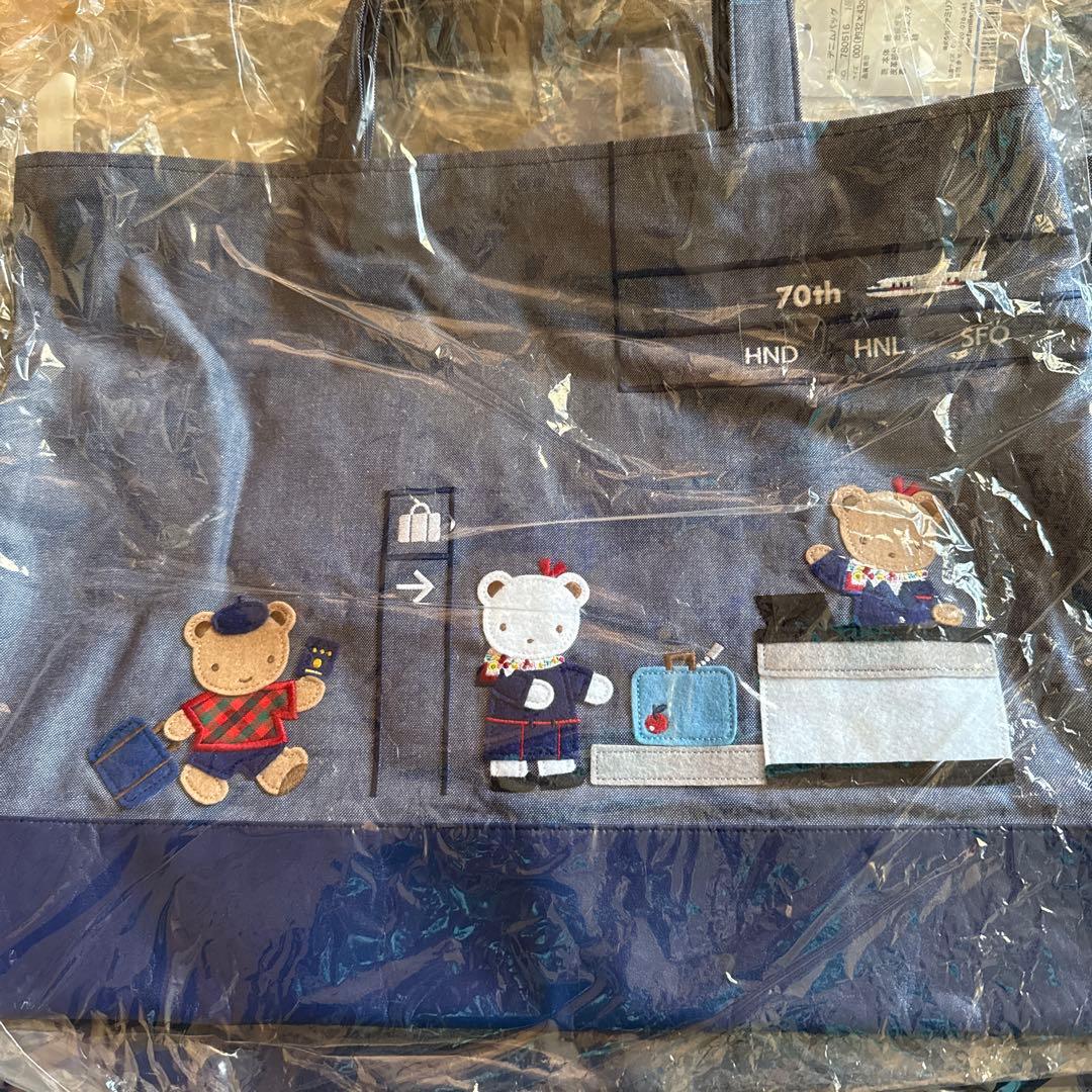 旅行デザインのネイビートートバッグ