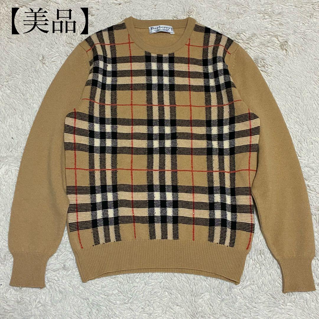 BURBERRY 美品 バーバリーズ ウール ノバチェック ニット セーター