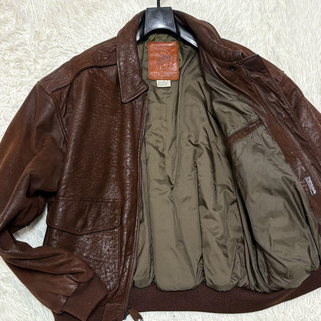美品✨️Lサイズ ゴールデンベア A2 レザージャケット フライトジャケット Golden Bear - 最終価格【中古美品】Golden Bear A-2 a2 ジャケット 38