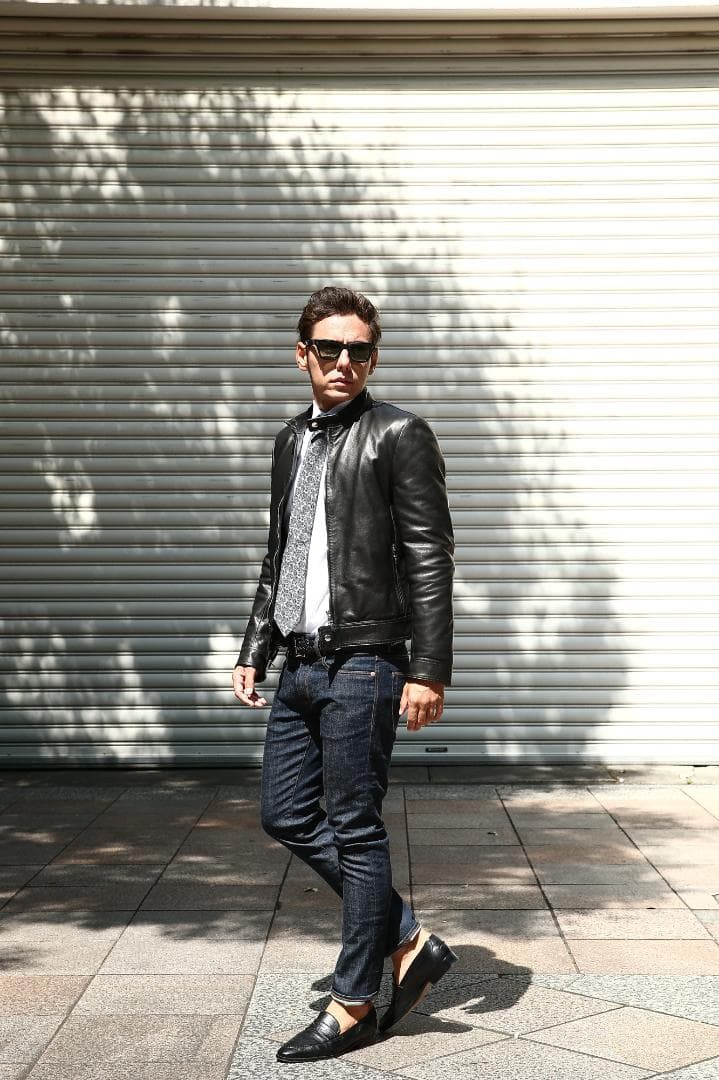 EMMETI ANDREA 中綿入り シングルライダースジャケット46