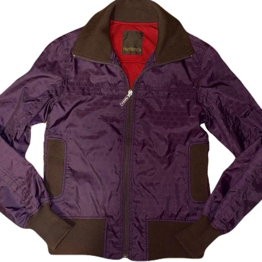 初期ヒス♬ナイロンジャケット紫茶色赤y2k00s総柄ma-1スタンドネック短丈
