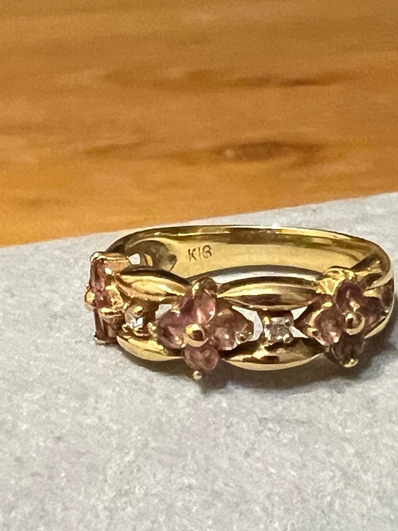 K18 フラワーリング 6号 楽天市場】K18 ダイヤモンド フラワー リング 指輪 花 エタニティ