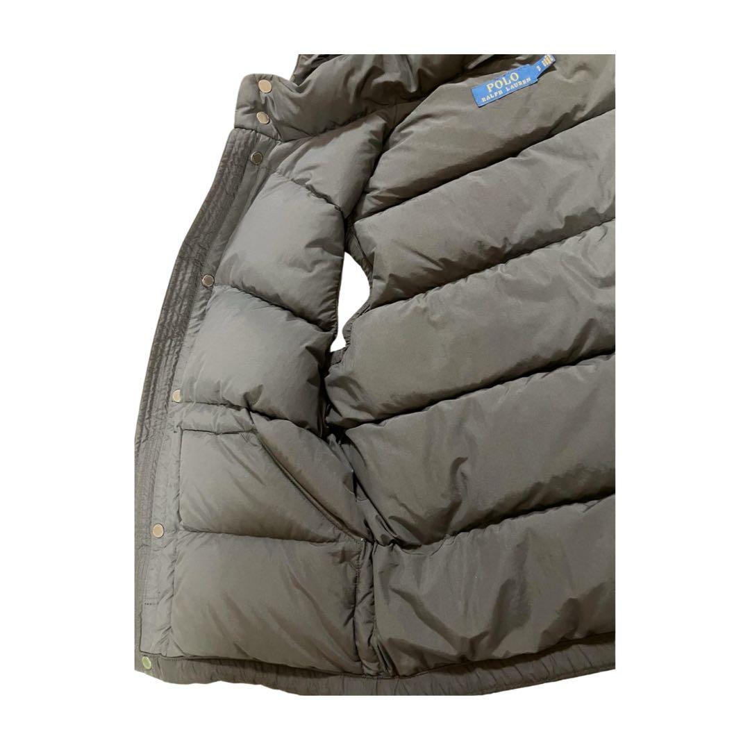 美品 ポロラルフローレン ダウンベスト 肉厚 黒 フード付 S メンズM