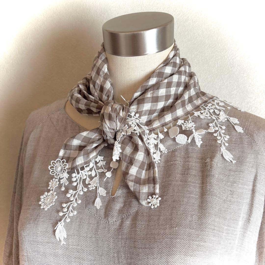 なっちゃん大好きママおまとめ。 ギンガムチェックのレースいっぱいスカーフ。