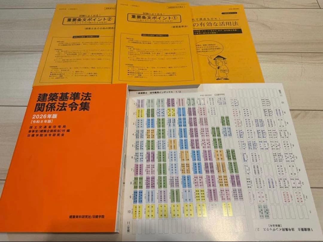 通学生用 新品 2026年度 日建学院 法令集 一級建築士 重要条文ポイント等
