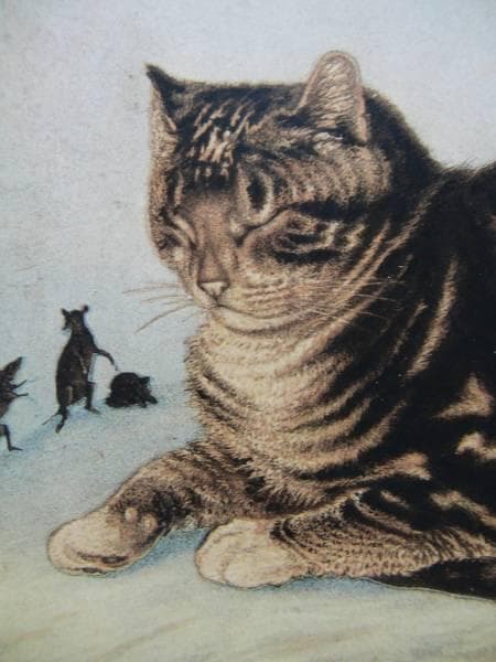 少画集画、高級新品額・額装付、猫 ネコ ねこ cat、絵画 油彩画 動物画