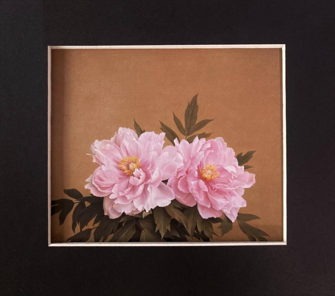 森本草介、【牡丹】、希少な額装用画集画、新品高級額 額装付、状態良好