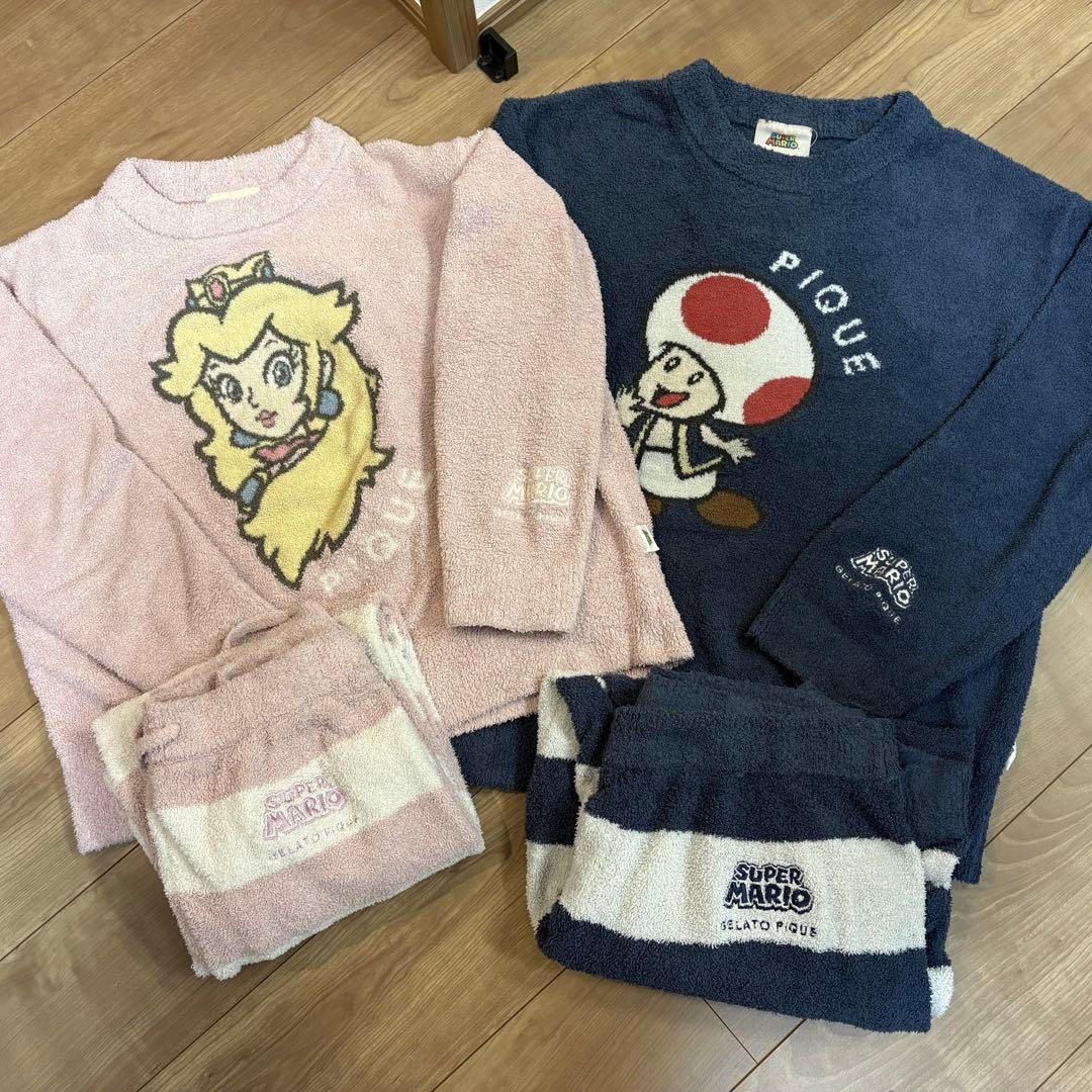 ジェラピケ　2着上下セット　キノピオ　ピーチ　マリオコラボ