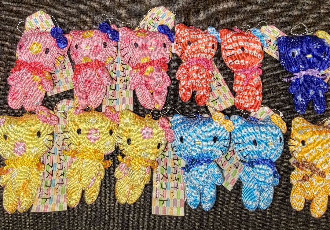 ハローキティ　ちりめんマスコット ストラップ ハローキティ キティちゃん ちりめん 人形 ストラップ 根付 ピンク