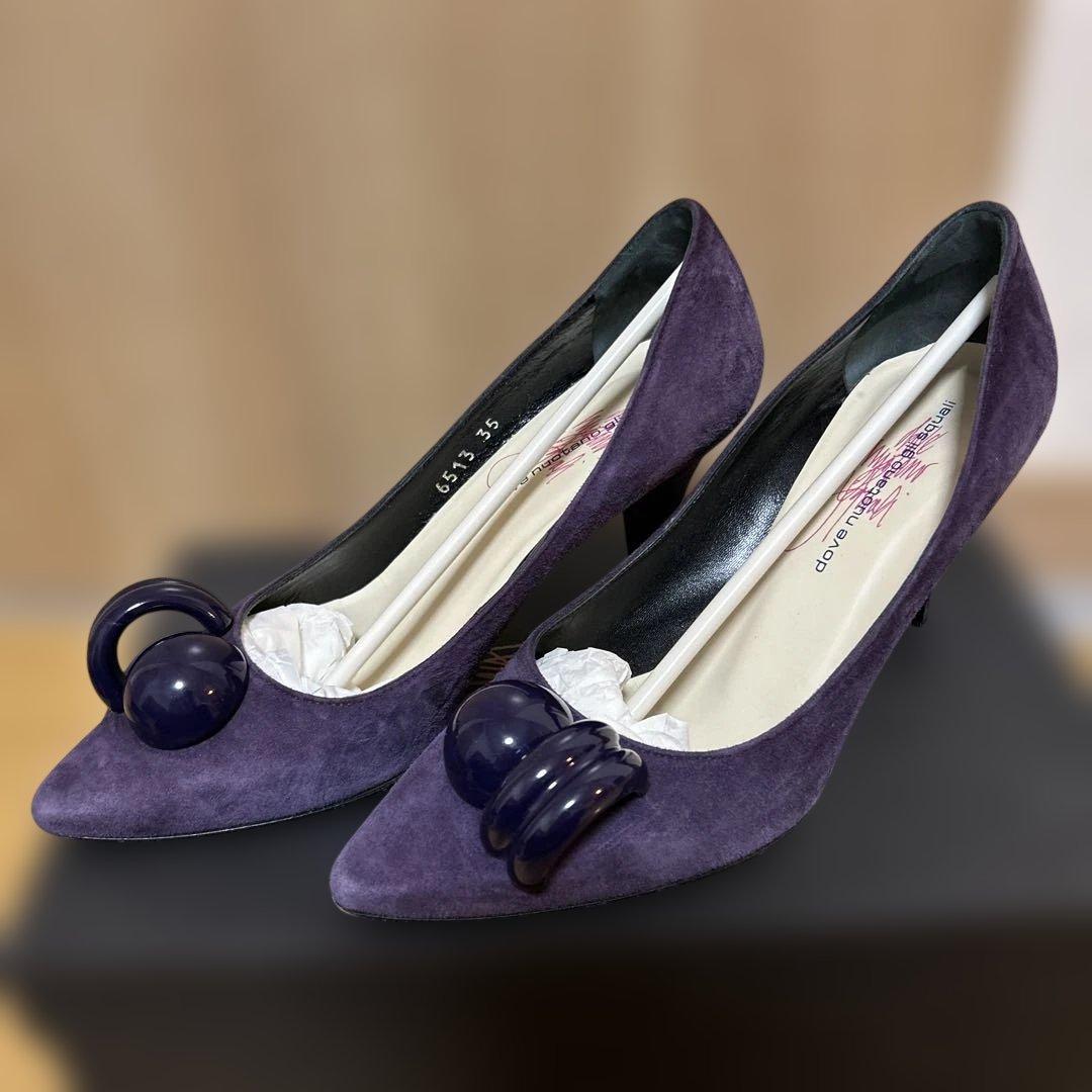 紫色 スエード ハイヒール 35