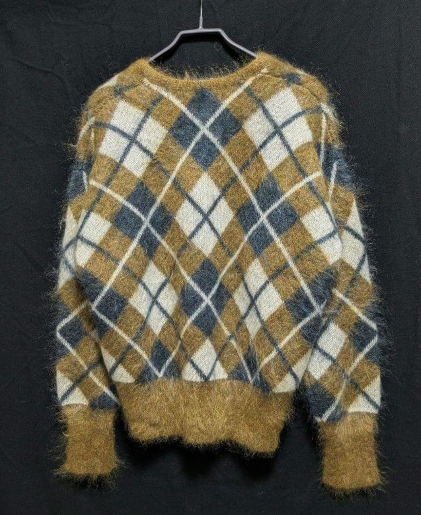 LOEFF アーガイルシャギーモヘアVネックニット