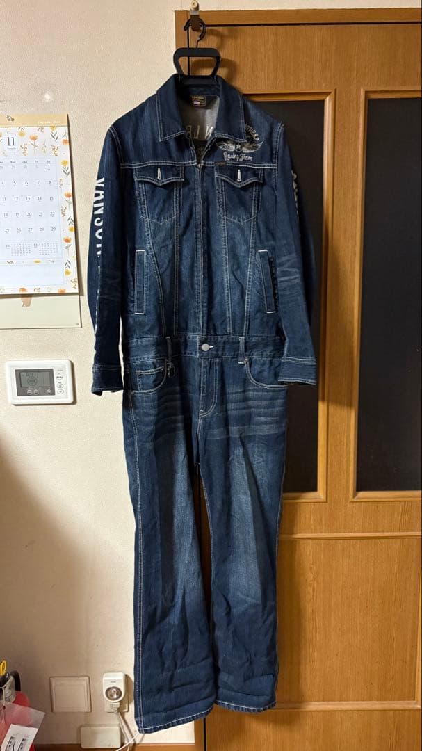 vanson ダークデニム オーバーオール美品、裾に少しダメージ有り‼️ 美品☆VANSON バンソン デニム オーバーオール インディゴ USED加工