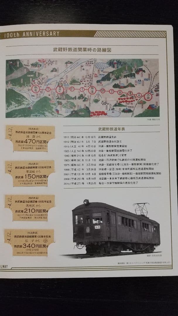 西武鉄道池袋線 開業100周年記念乗車券 写真追加 - メルカリ