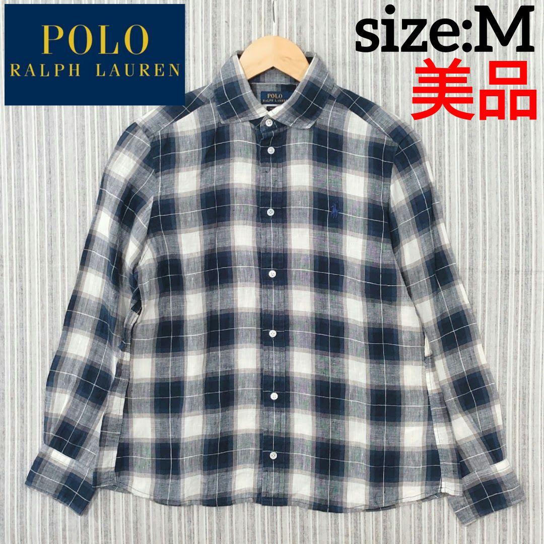 ☆美品☆ラルフローレン＊リネンシャツ＊チェック柄＊麻＊M - メルカリ