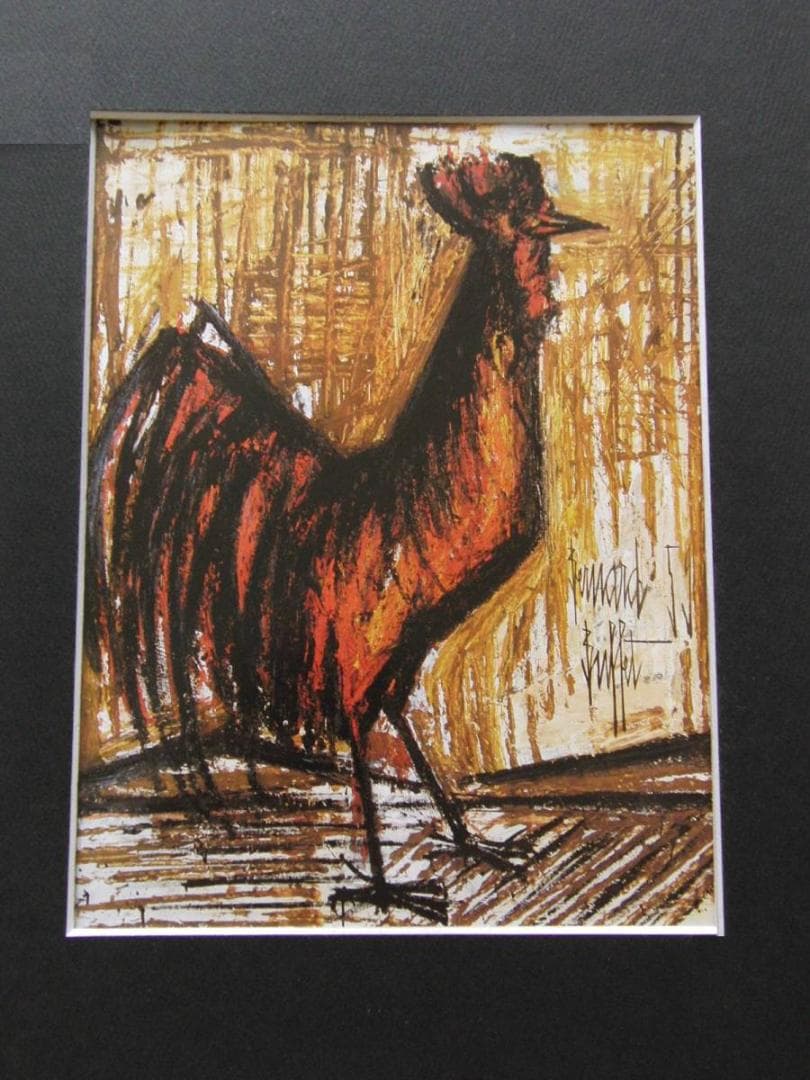 ベルナール・ビュッフェ、「Le coq rouge」、希少画集の額装画、人気作品 ベルナール・ビュッフェ「Chateau de Culan」希少画集の額装画 - メルカリ