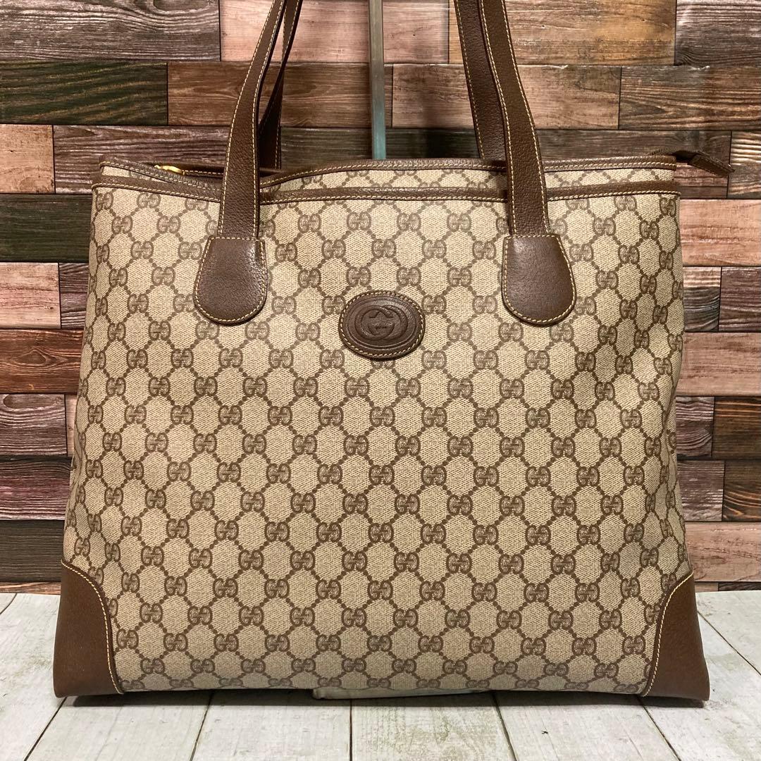 GUCCIグッチオールドグッチトートバッグPVCブラウンGG柄
