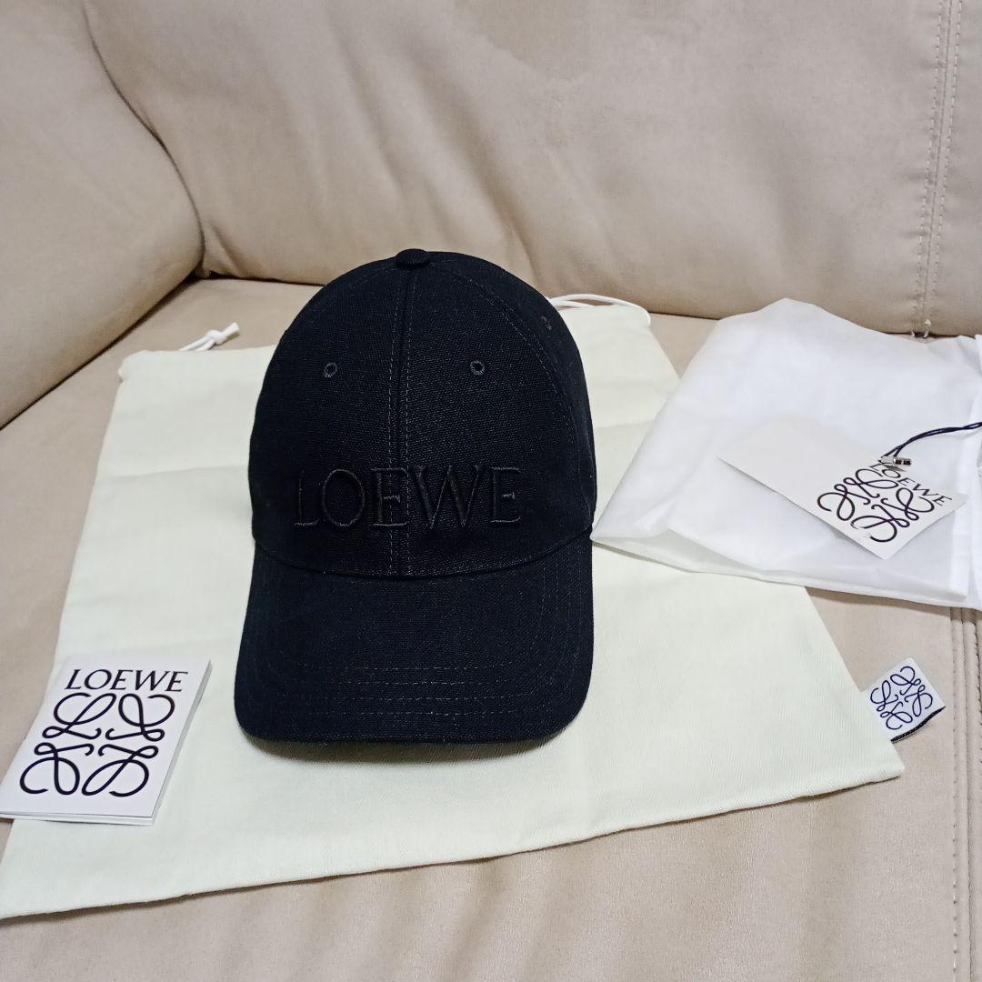 値下げ不可送料無料♡LOEWE ロエベ キャップ キャンバス 刺繍ロゴ ブラック