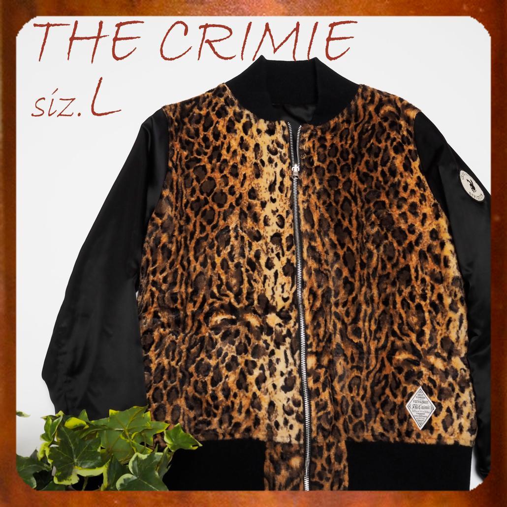 THE CRIMIE レオパード柄ファー黒サテン リバーシブルスカジャン L