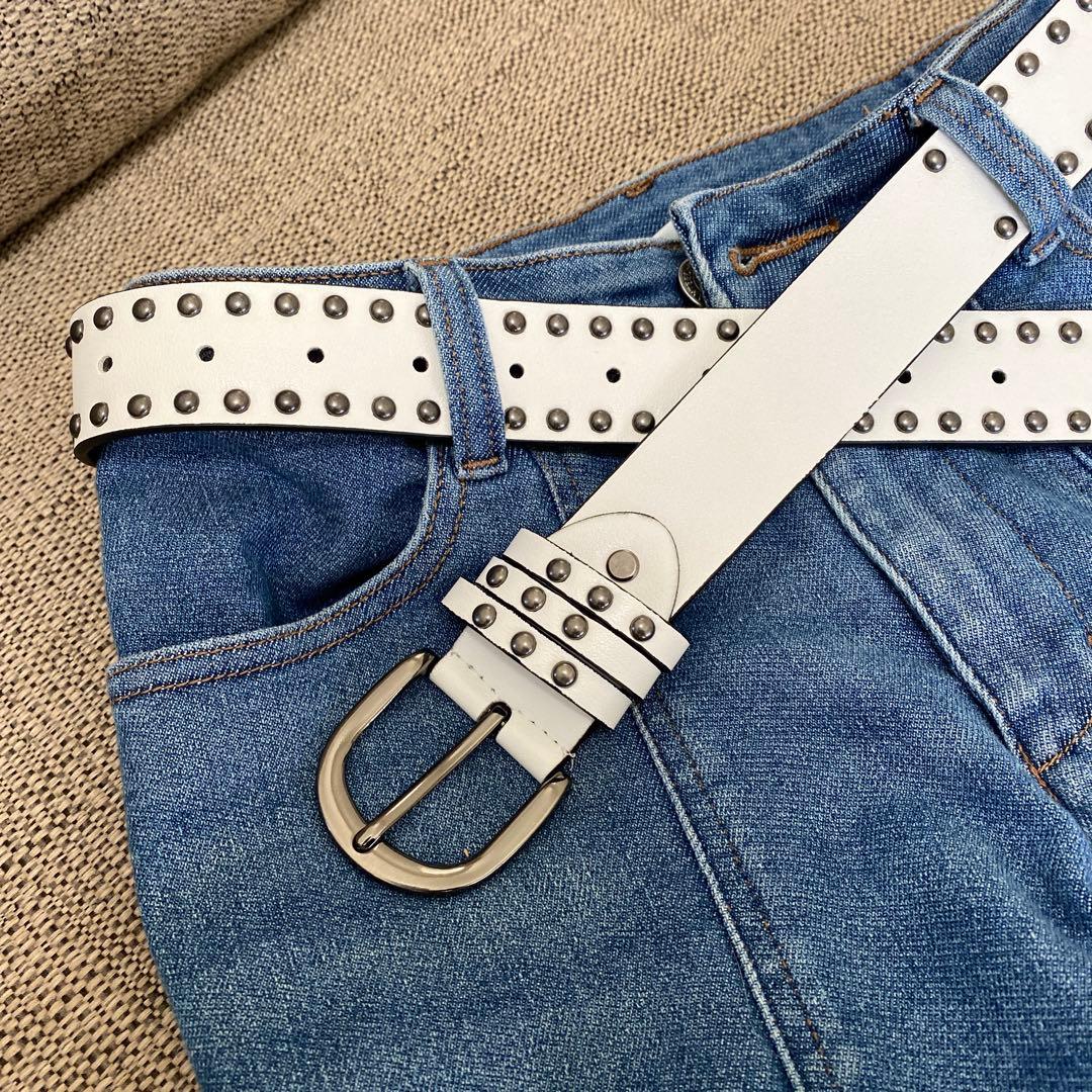 スタッズベルト 白 y2k sk8 スケーター ベルト 平成 ホワイト 男女兼用