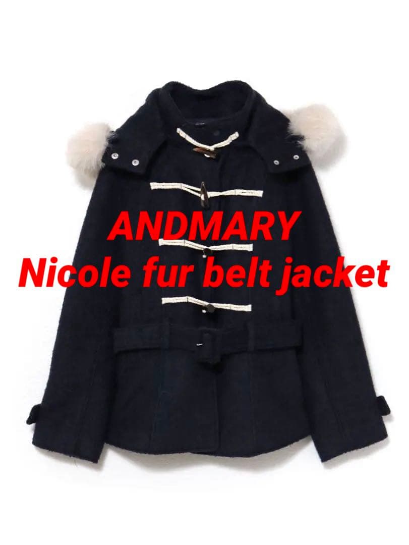 ネイビー ANDMARY Nicole fur belt jacket