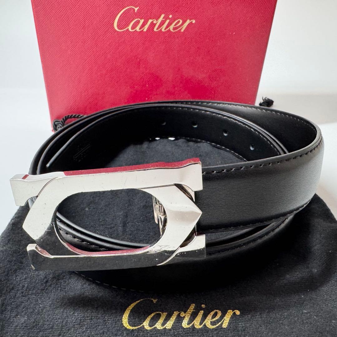 美品】カルティエ ベルト コネクトクロス ダブルC デカロゴ レザー