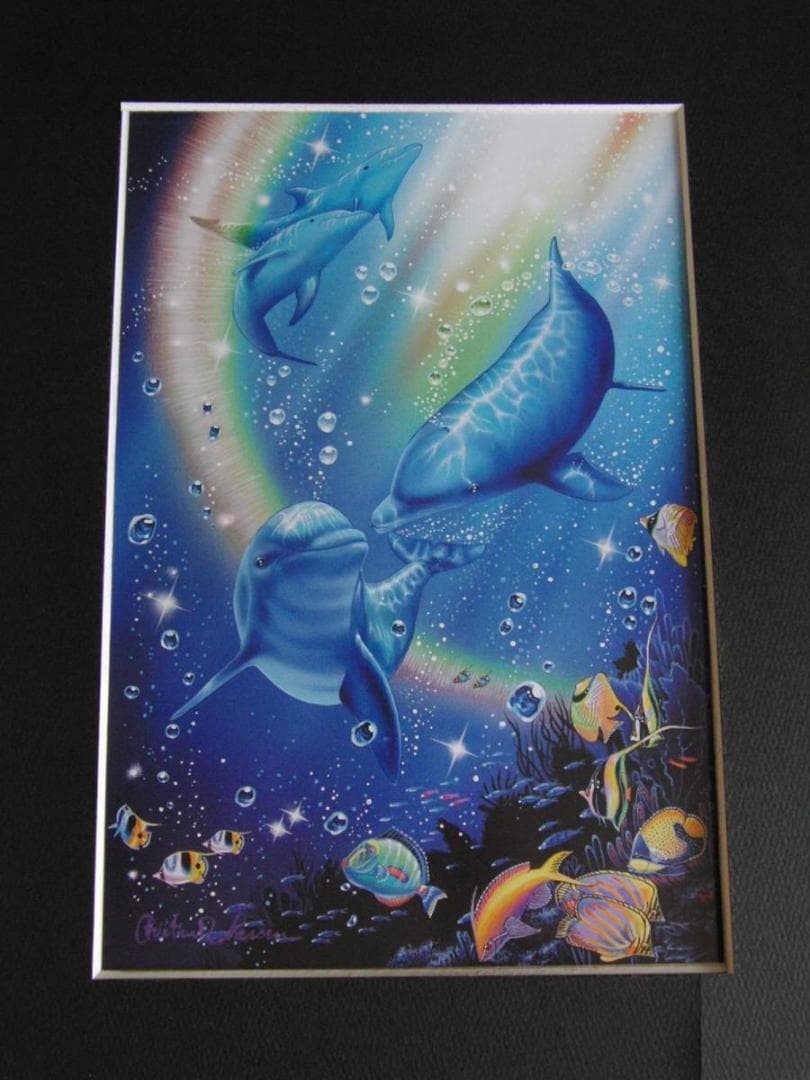 クリスチャン・ラッセン、希少な額装用画集より、状態良好、新品額装付