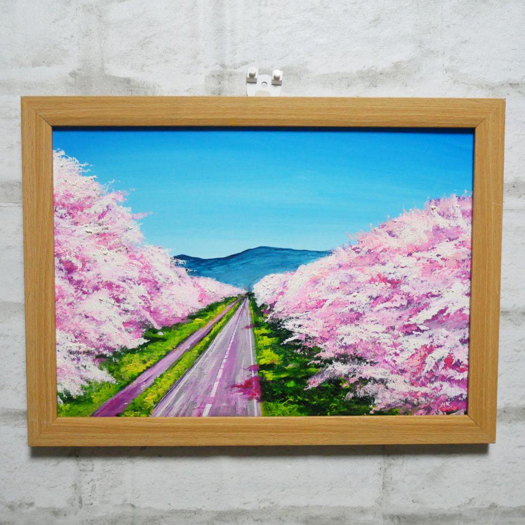 油絵 絵画 【桜並木の道】 油絵 絵画 【桜並木の道】 絵画 HR 通販 15554172｜Creema(クリーマ